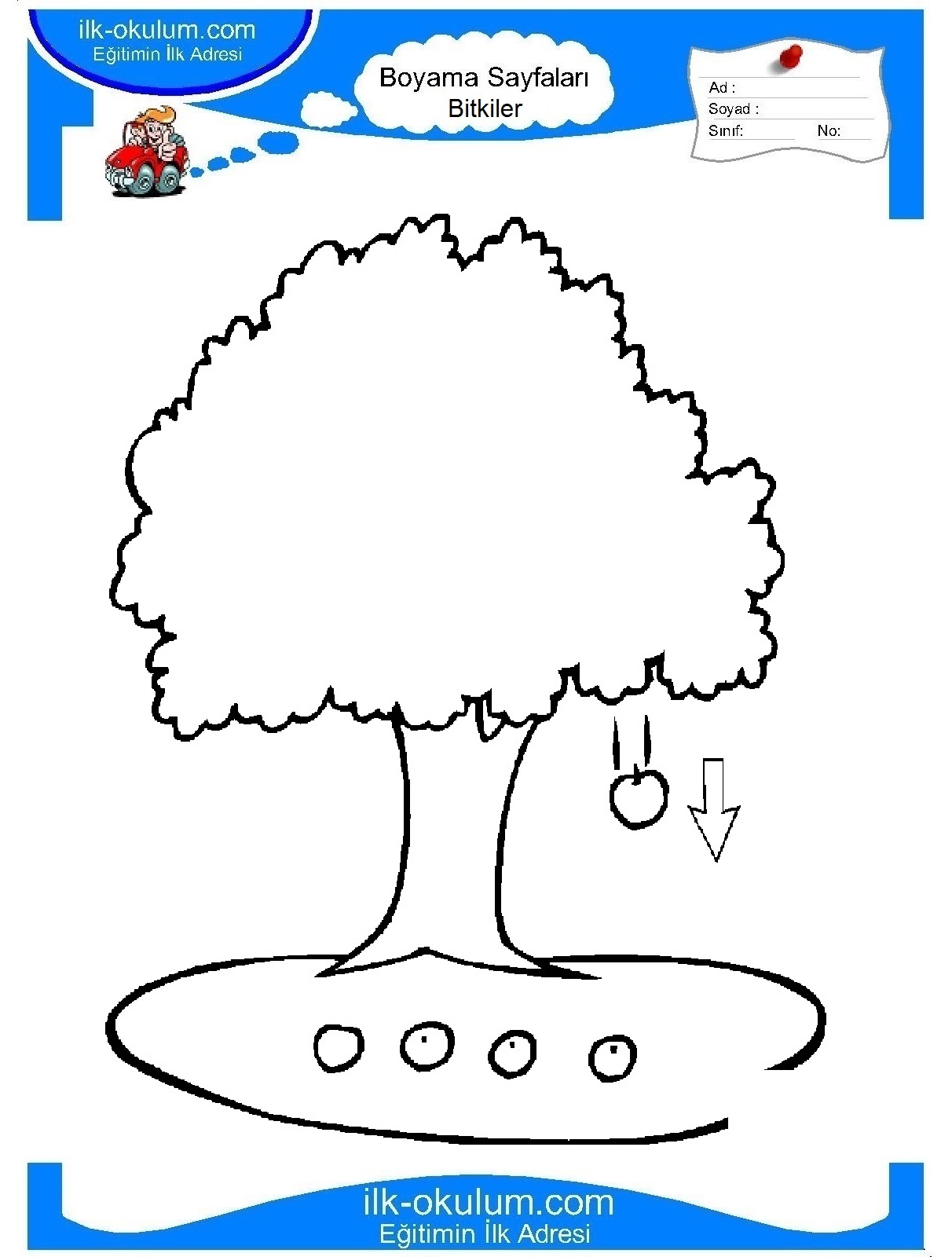 Çocuklar İçin Ağaç Boyama Sayfaları 